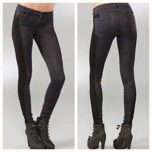 7 For All Mankind Gwenevere Moto Gummy Skinny Jeans Black